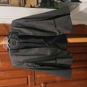 Worthington Suit Jacket black and white checked with faux leather accents 20W